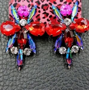 MWT Betsey Johnson Elegant Red and Pink Crystal Earrings